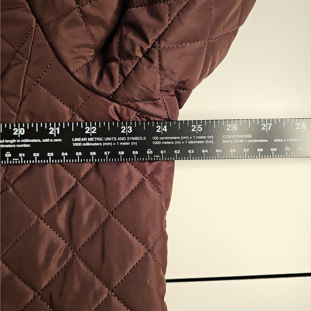 Jones New York Signature Womens XL Brown Quilted Barn Jacket Corduroy Collar - Picture 4 of 12
